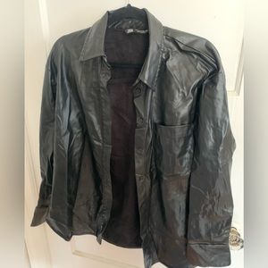 A zara leather button down oversized shirt